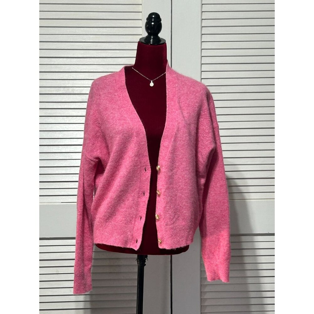 Lululemon Women's Pink Alpaca Wool Blend Button-Up Cardigan Sweater Size M 3057